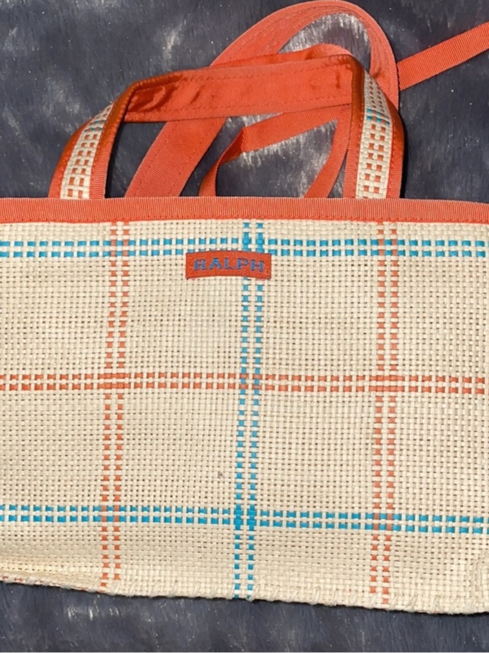 Orange & Cream Woven Tote Bag